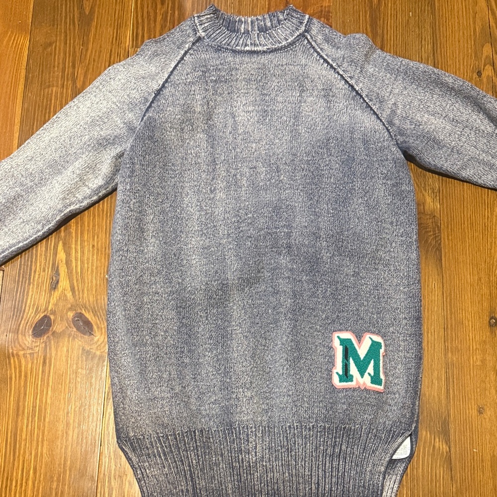 Maison Martin Margiela Gray Sweater with Green M Patch